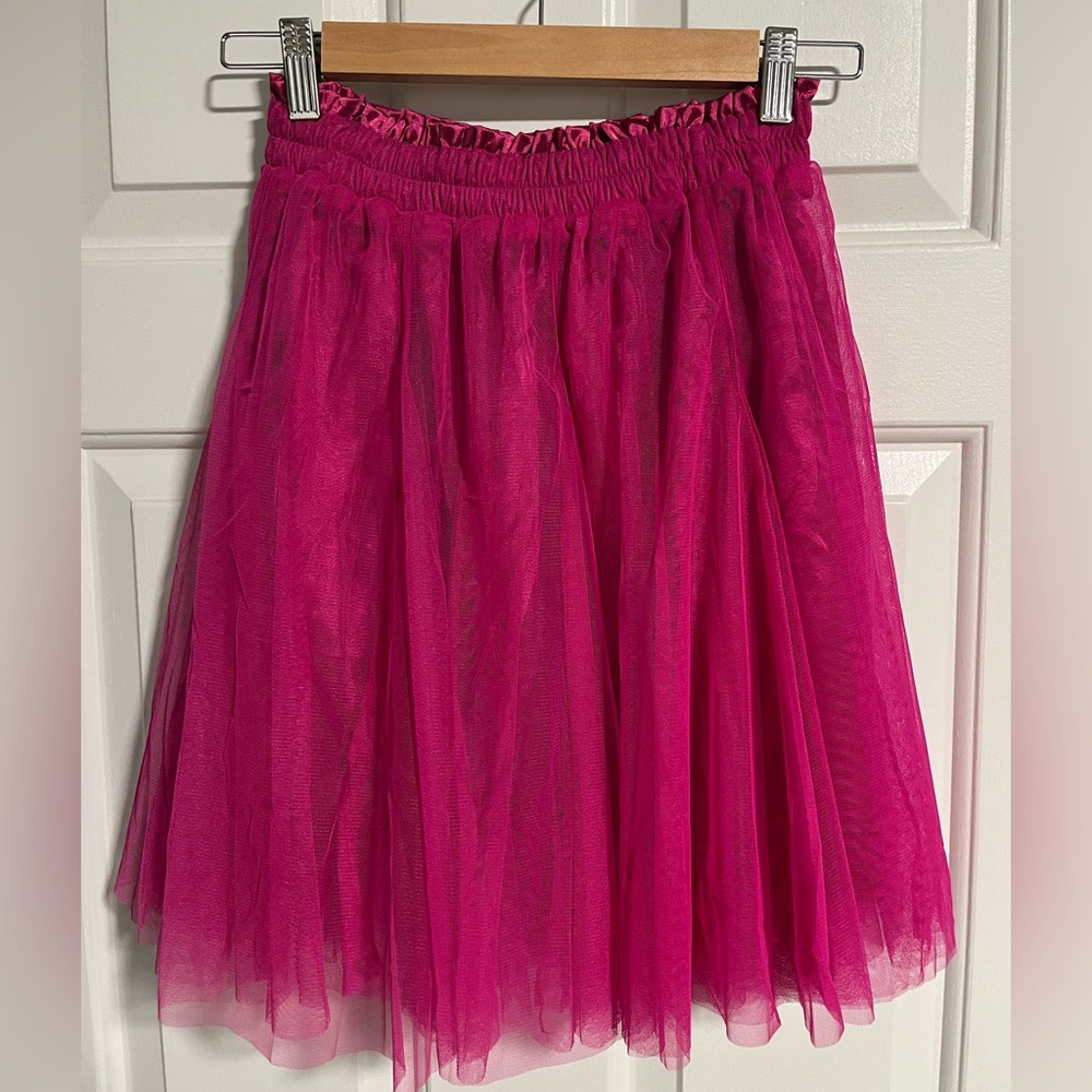 Fuchsia/pink elastic waist tulle skirt